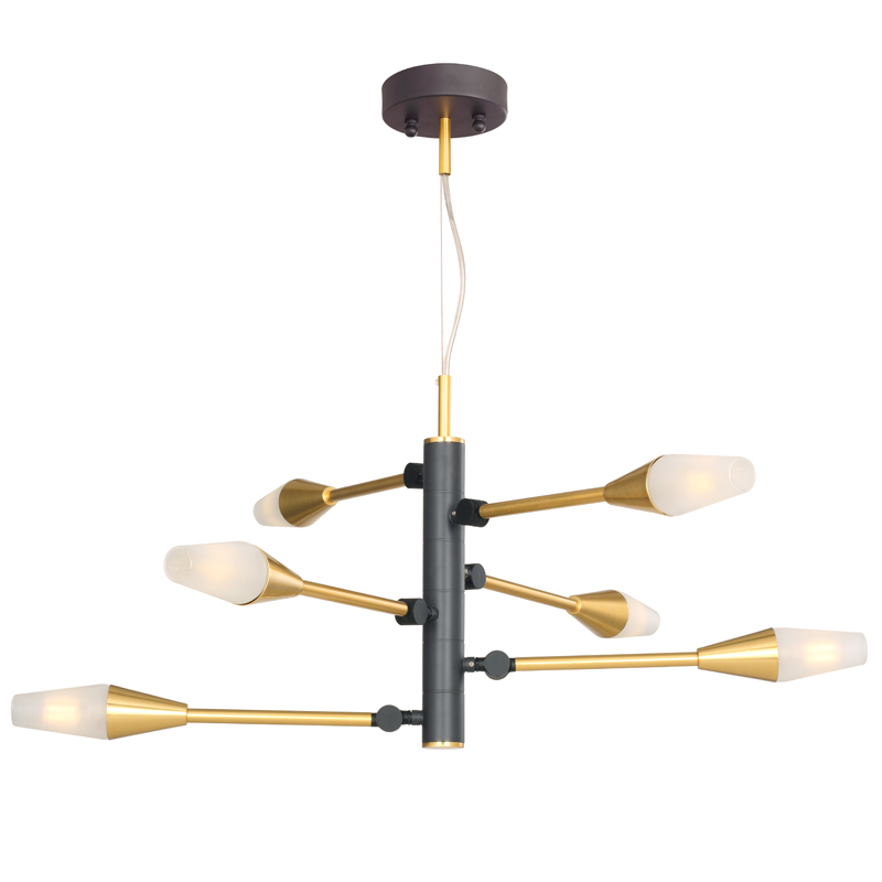 Люстра Paulette Chandelier Латунь Серый Белое матовое стекло Люстра Paulette Chandelier Латунь Серый Белое матовое стекло в Липецке | Loft Concept