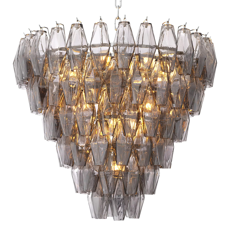 Люстра Eichholtz Chandelier Benini S Никель Стекло Смок Люстра Eichholtz Chandelier Benini S Никель Стекло Смок в Липецке | Loft Concept