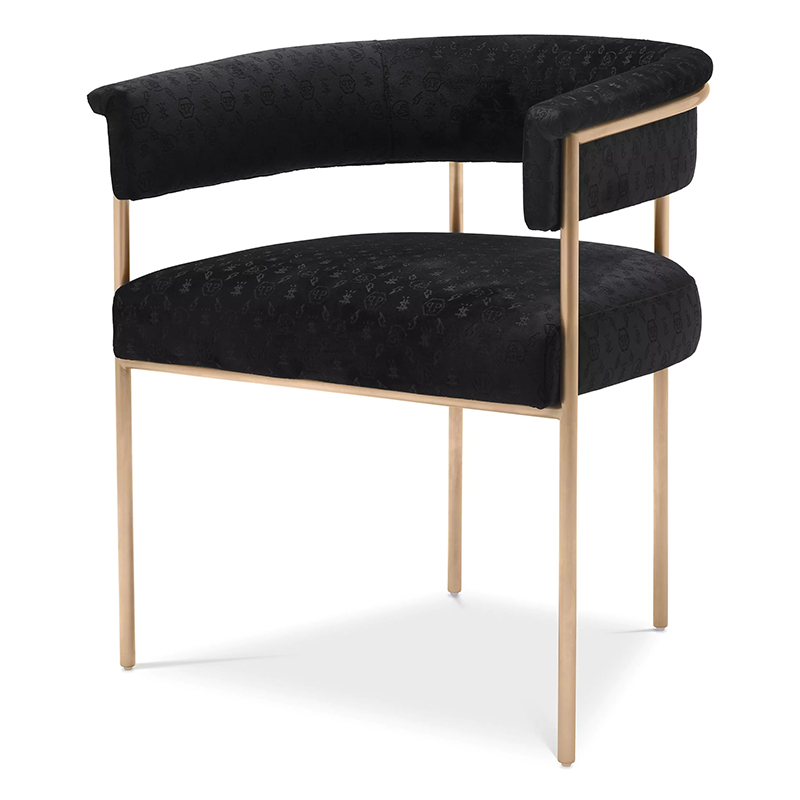 Стул Philipp Plein Dining Chair Monogram Чёрный Черный Золотой Стул Philipp Plein Dining Chair Monogram Чёрный Черный Золотой в Липецке | Loft Concept