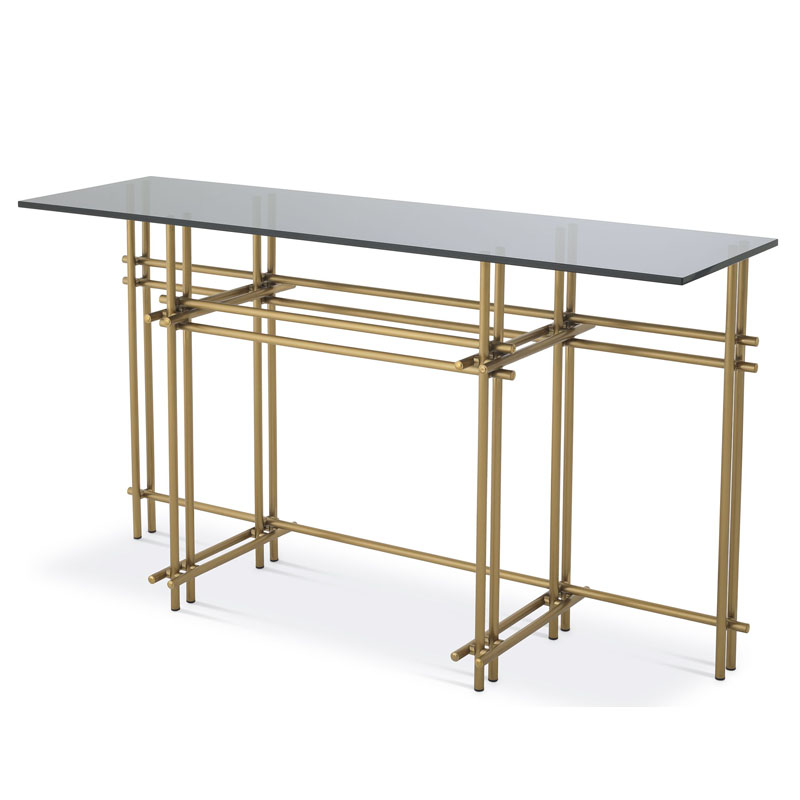 Консоль Eichholtz CONSOLE TABLE QUINN Латунь Стекло Смок Консоль Eichholtz CONSOLE TABLE QUINN Латунь Стекло Смок в Липецке | Loft Concept