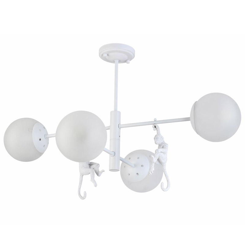 Потолочная люстра Hanging Monkey 4 lamp Белый Потолочная люстра Hanging Monkey 4 lamp Белый в Липецке | Loft Concept