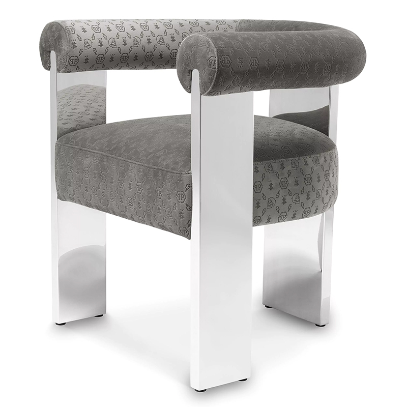Стул Philipp Plein Dining Chair Icon Grey Серый Хром Стул Philipp Plein Dining Chair Icon Grey Серый Хром в Липецке | Loft Concept