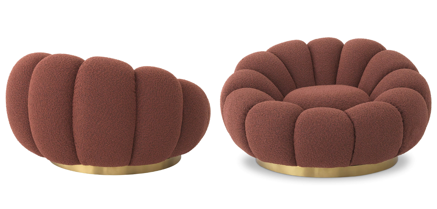 Кресло Eichholtz Swivel Chair Mello Boucle Rouge - фото №1