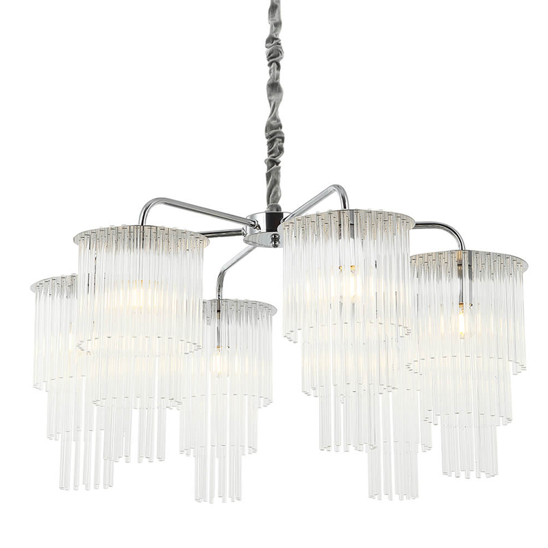 Люстра Harrison Chandelier chrome 6 lamp Хром Прозрачный Люстра Harrison Chandelier chrome 6 lamp Хром Прозрачный в Липецке | Loft Concept