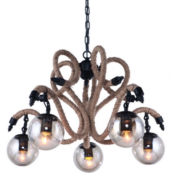 Люстра Loft Rope Chandelier Globe 5 Черный Люстра Loft Rope Chandelier Globe 5 Черный в Липецке | Loft Concept