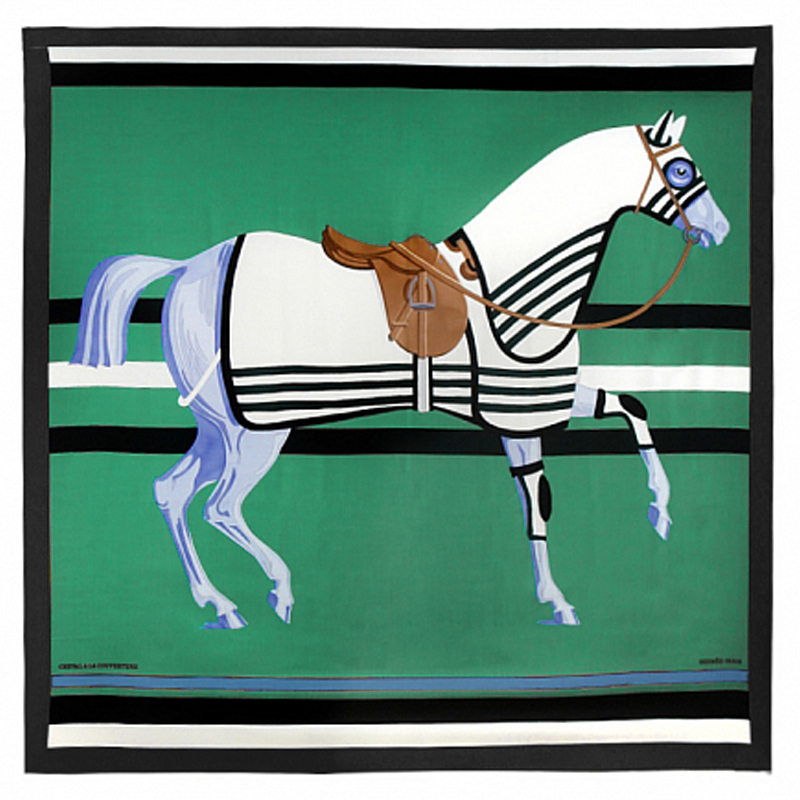 Плед Hermes Horse Green Plaid Зеленый Голубой Черный Коричневый в Липецке | Loft Concept 