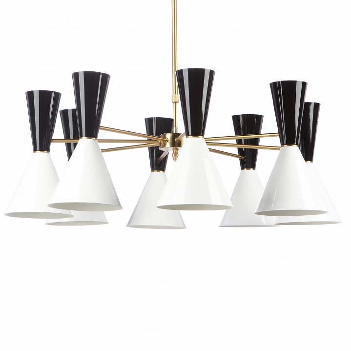 Люстра CAIRO Chandelier 8 Arm black and white Черный Белый Латунь Люстра CAIRO Chandelier 8 Arm black and white Черный Белый Латунь в Липецке | Loft Concept