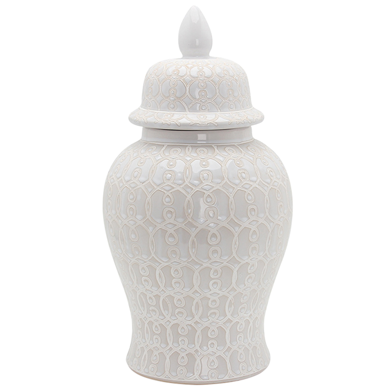 Ваза с крышкой Ceramic Beige White Ornament Vase Бежевый Белый Ваза с крышкой Ceramic Beige White Ornament Vase Бежевый Белый в Липецке | Loft Concept