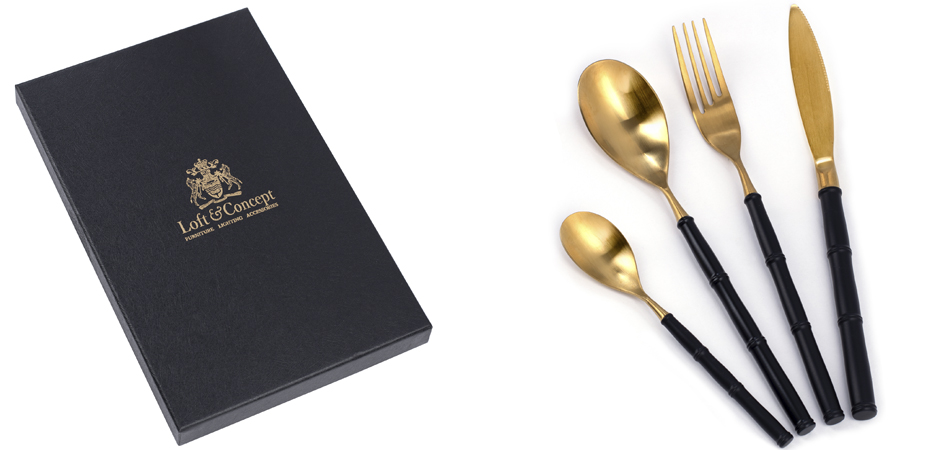 Столовые приборы Bamboo Gold and Black Столовые приборы Bamboo Gold and Black - Loft-Concept в Липецке