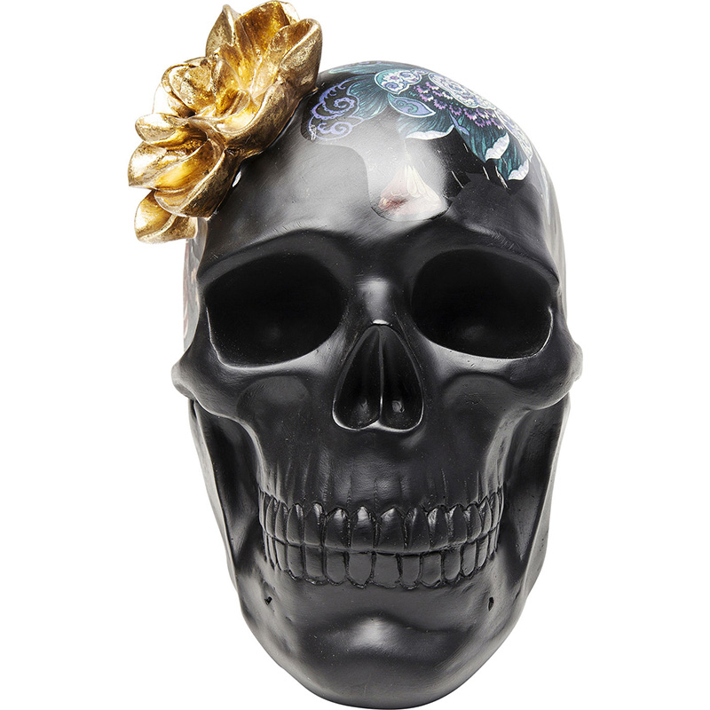 Статуэтка Skull with flowers Черный Статуэтка Skull with flowers Черный в Липецке | Loft Concept