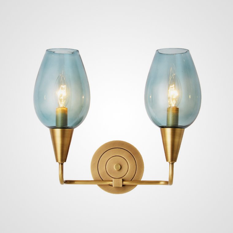 Бра VIOLA WALL Lamp Double Латунь Голубой пастельный Бра VIOLA WALL Lamp Double Латунь Голубой пастельный в Липецке | Loft Concept