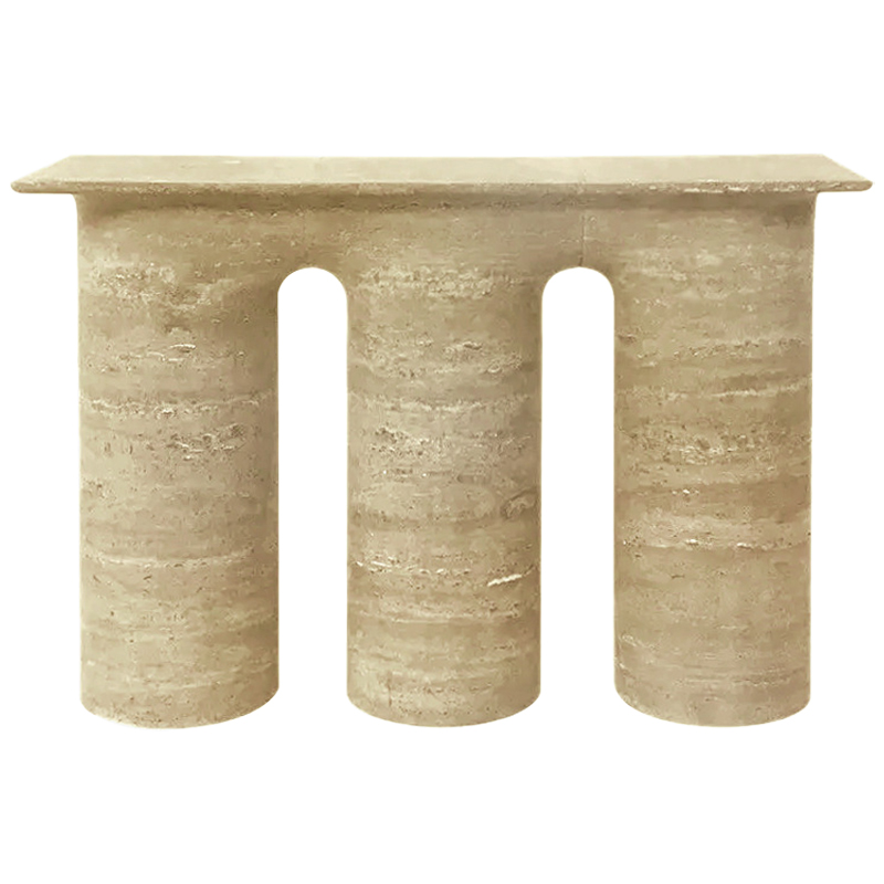Консоль Three Columns Marble Travertine Console Песочный Коричневый Консоль Three Columns Marble Travertine Console Песочный Коричневый в Липецке | Loft Concept