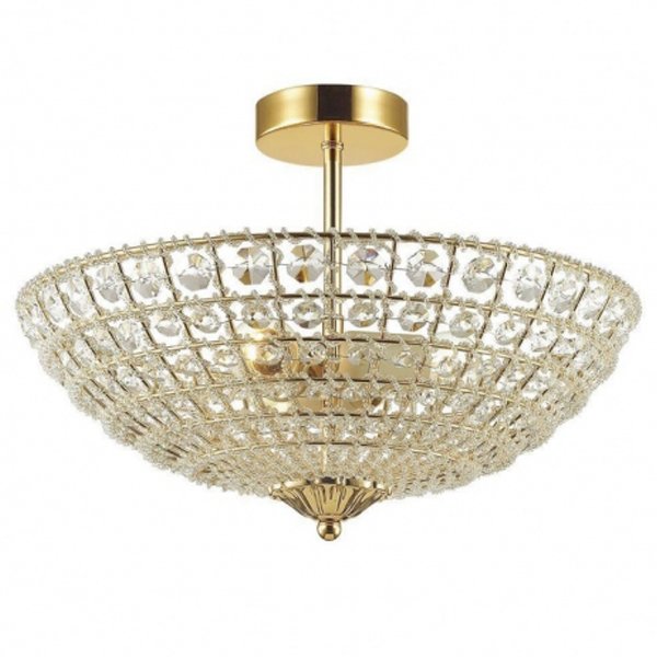 Потолочный светильник Casbah Crystal Top Lamp 3 Gold Прозрачный Глянцевое золото Потолочный светильник Casbah Crystal Top Lamp 3 Gold Прозрачный Глянцевое золото в Липецке | Loft Concept