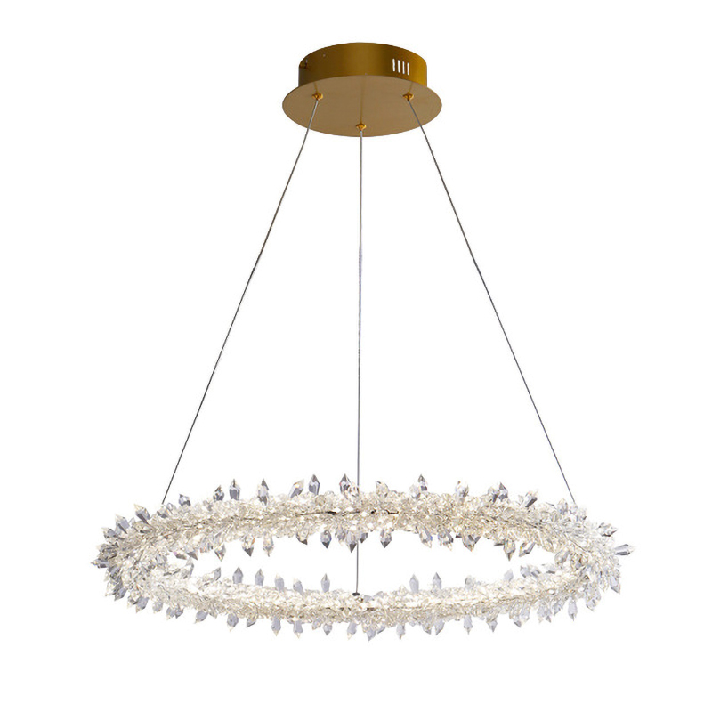 Люстра Crystal round chandelier Прозрачный Латунь Люстра Crystal round chandelier Прозрачный Латунь в Липецке | Loft Concept