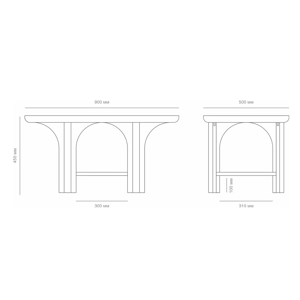 Стол кофейный деревянный с арочным основанием Arch Passage Стол кофейный деревянный с арочным основанием Arch Passage в Липецке