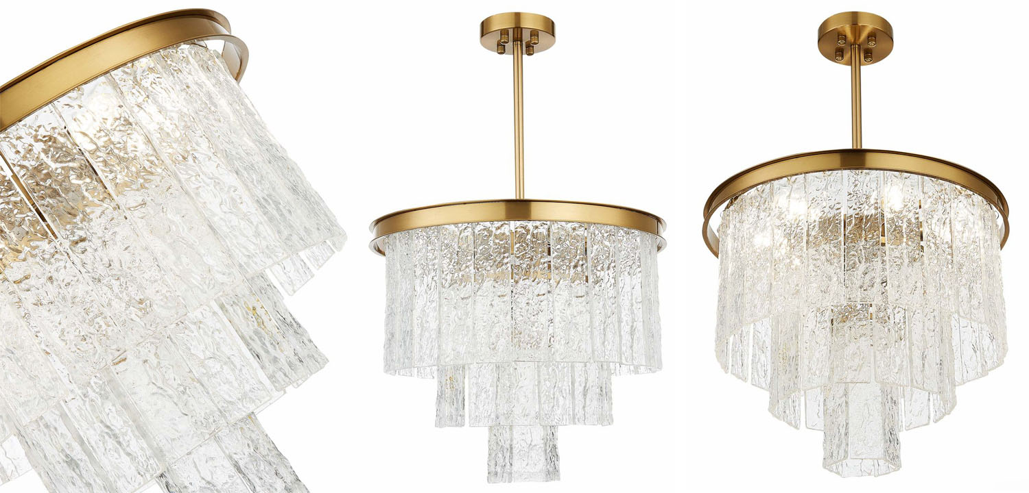 Люстра Renea Textured Glass Chandelier Brass - фото
