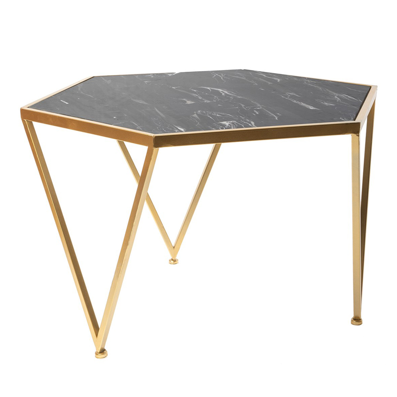 Приставной столик Hexagon Marble Countertop чёрный мрамор Золотой Черный Мрамор Nero Приставной столик Hexagon Marble Countertop чёрный мрамор Золотой Черный Мрамор Nero в Липецке | Loft Concept
