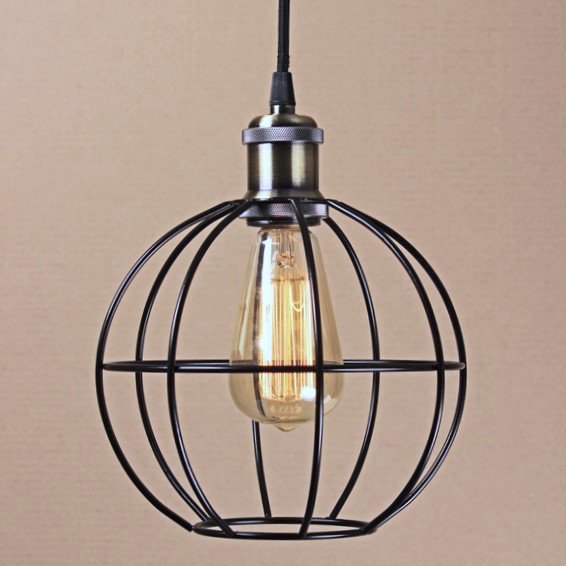 Подвесной светильник Wire Cage Pendant Ball Black Черный в Липецке | Loft Concept 