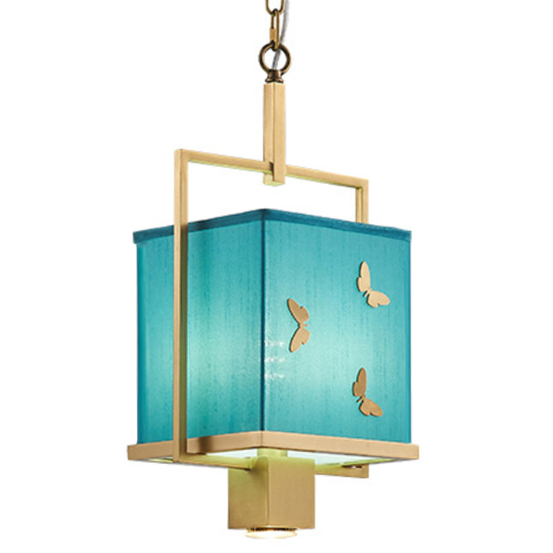 Светильник с бабочками Butterflies Blue Background Hanging lamp Латунь Бирюзовый Светильник с бабочками Butterflies Blue Background Hanging lamp Латунь Бирюзовый в Липецке | Loft Concept