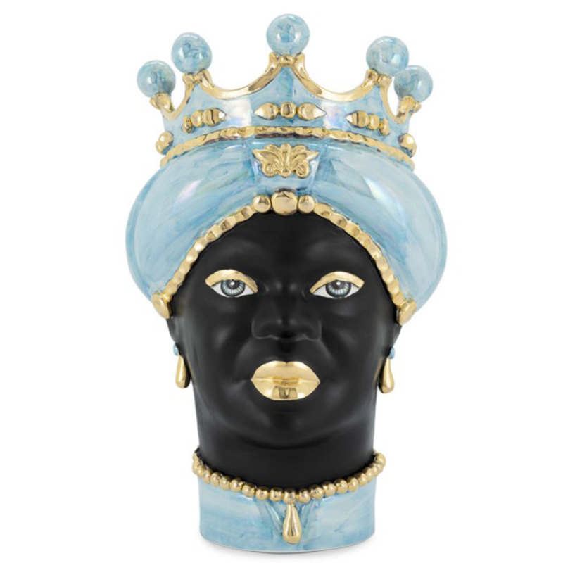 Ваза VASE MORO LADY MED. MOP blue Черный Светло-голубой Золотой Ваза VASE MORO LADY MED. MOP blue Черный Светло-голубой Золотой в Липецке | Loft Concept