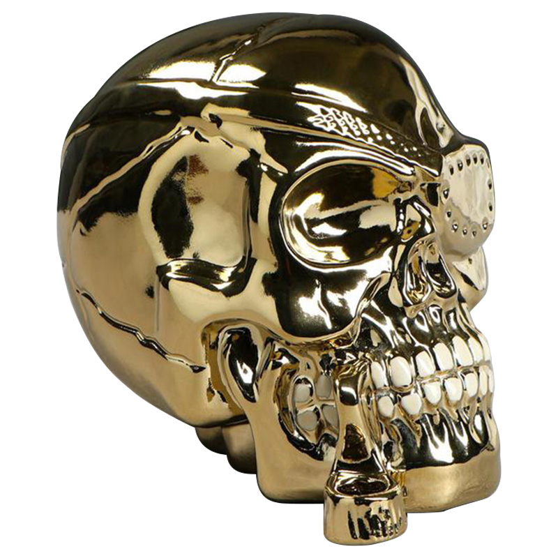 Статуэтка Golden Skull with Pipe Золотой Статуэтка Golden Skull with Pipe Золотой в Липецке | Loft Concept