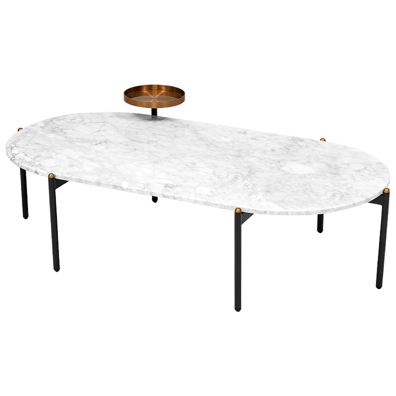 Кофейный стол с белой каменной столешницей Macias Coffee Table White Белый Черный Медь Кофейный стол с белой каменной столешницей Macias Coffee Table White Белый Черный Медь в Липецке | Loft Concept