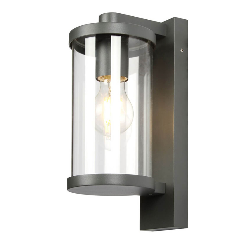 Уличный настенный светильник Horan Street Lamp Черный Прозрачное Стекло Уличный настенный светильник Horan Street Lamp Черный Прозрачное Стекло в Липецке | Loft Concept