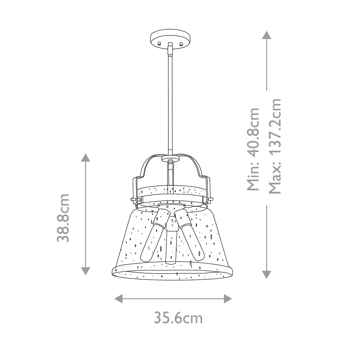 Подвесной светильник с прозрачным стеклянным плафоном в форме колокола с эффектом пузырьков и тремя лампами Quoizel в Липецке