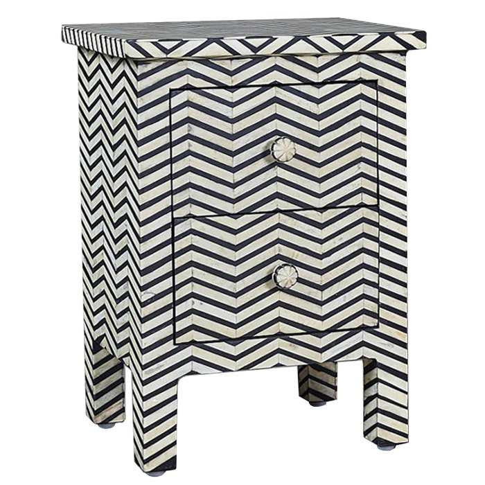 Комод инкрустация костью Inlaid Bone Chevron Mini Белый Черный Комод инкрустация костью Inlaid Bone Chevron Mini Белый Черный в Липецке | Loft Concept