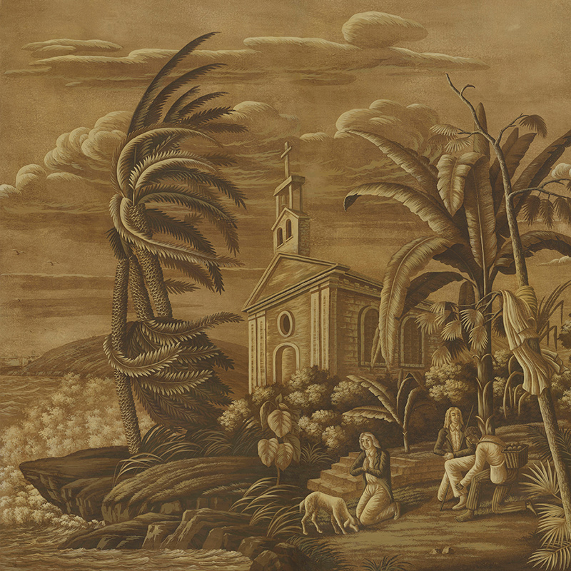 Обои ручная роспись Paul et Virginie Sepia on antique scenic Xuan paper Обои ручная роспись Paul et Virginie Sepia on antique scenic Xuan paper в Липецке | Loft Concept