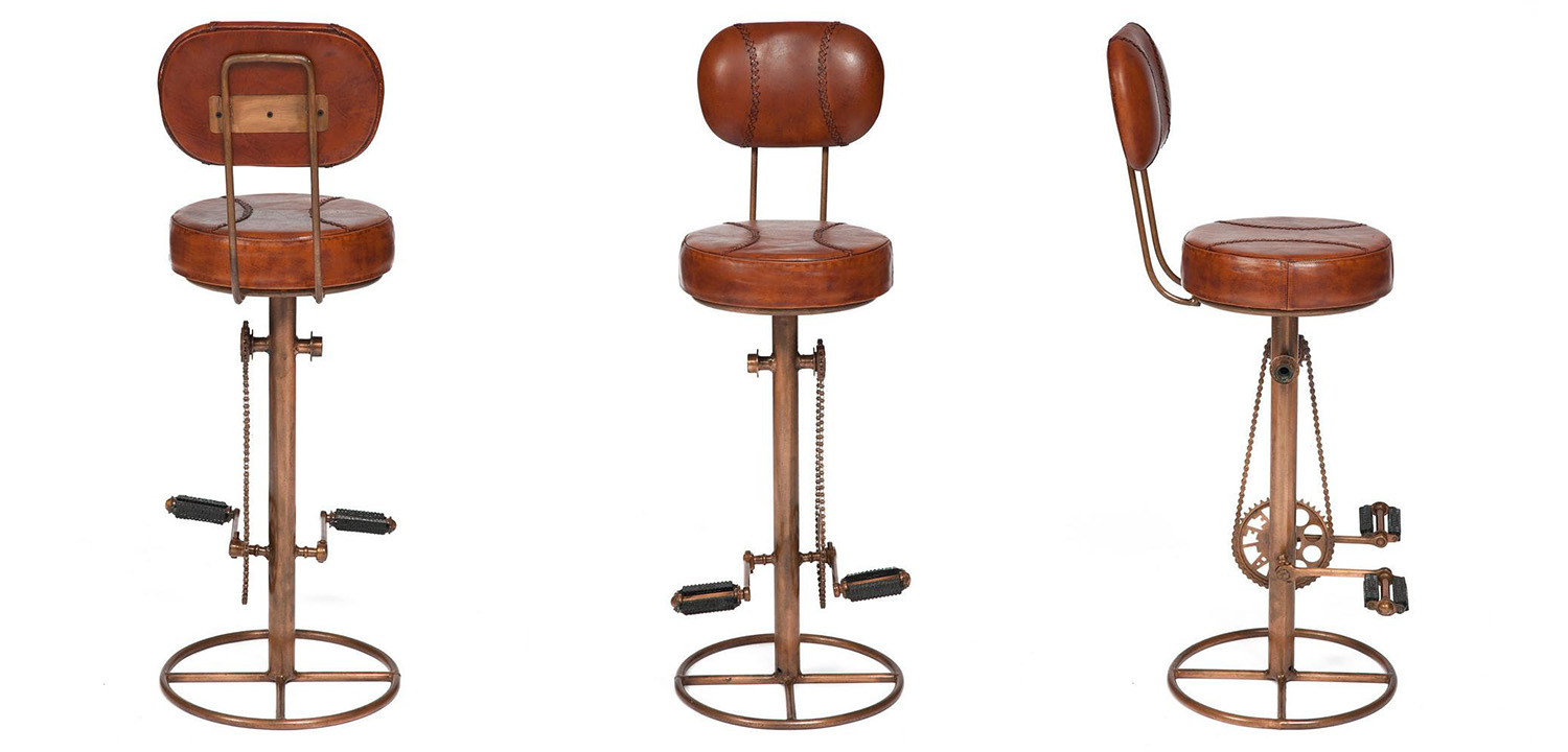 Стул с педалями от велосипеда со спинкой Buffalo Leather Industrial Chair - фото