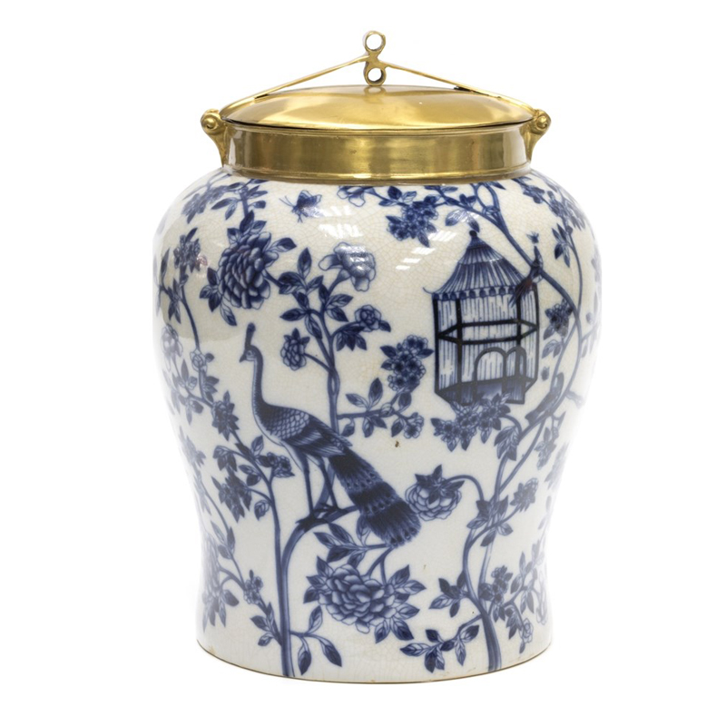 Ваза Blue and Bronze Cover Vase Белый Синий Бронза Ваза Blue and Bronze Cover Vase Белый Синий Бронза в Липецке | Loft Concept