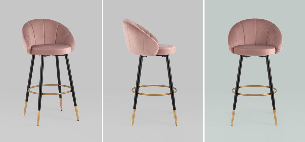 Барный Стул Alberto Chair Розовый Велюр - фото