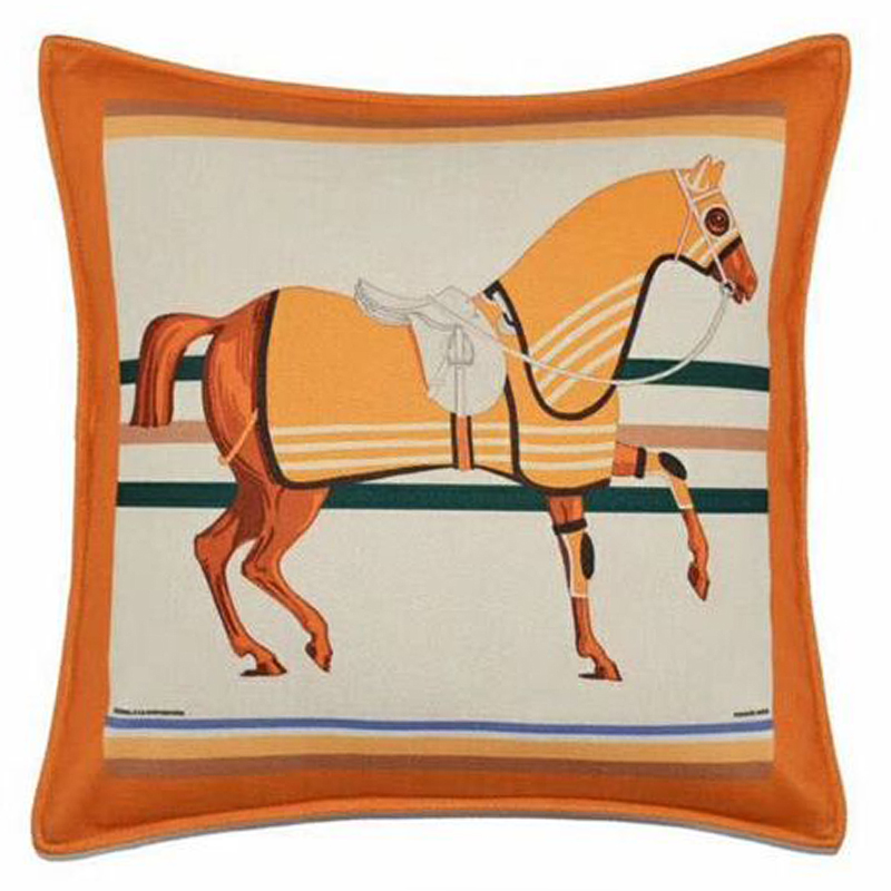 Декоративная подушка Hermes Horse 22 Оранжевый Мульти Декоративная подушка Hermes Horse 22 Оранжевый Мульти в Липецке | Loft Concept