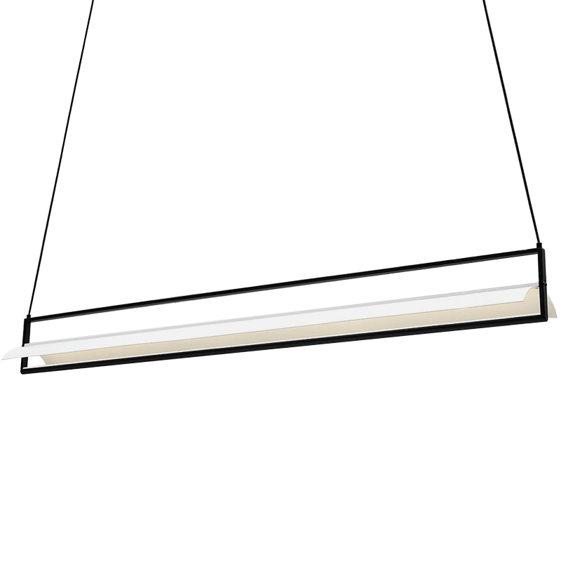 Дизайнерский линейный подвесной светильник CANVAS LINEAR RECTANGULAR HANGING LAMP Черный Белый Дизайнерский линейный подвесной светильник CANVAS LINEAR RECTANGULAR HANGING LAMP Черный Белый в Липецке | Loft Concept