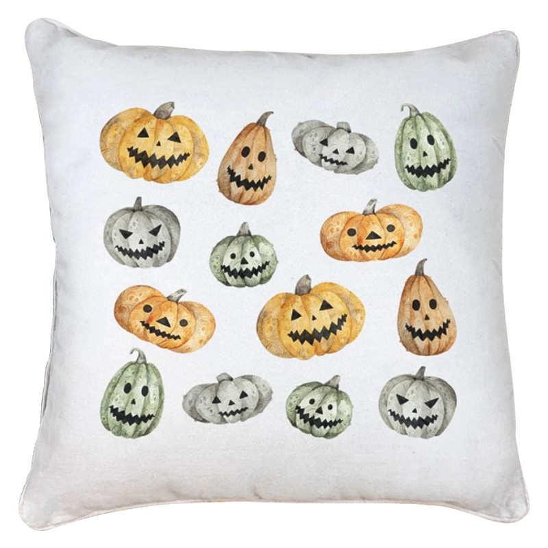 Подушка Halloween Pumpkin Белый Оранжевый Серый Подушка Halloween Pumpkin Белый Оранжевый Серый в Липецке | Loft Concept