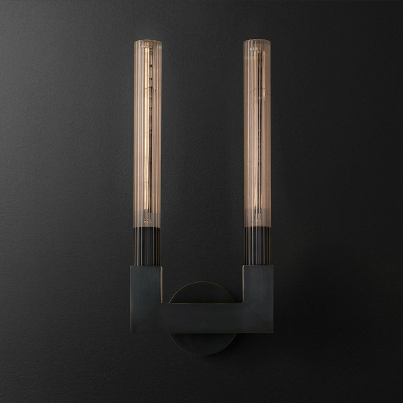 Бра RH CANNELLE wall lamp DOUBLE Sconces Black Черный Прозрачное Стекло Бра RH CANNELLE wall lamp DOUBLE Sconces Black Черный Прозрачное Стекло в Липецке | Loft Concept
