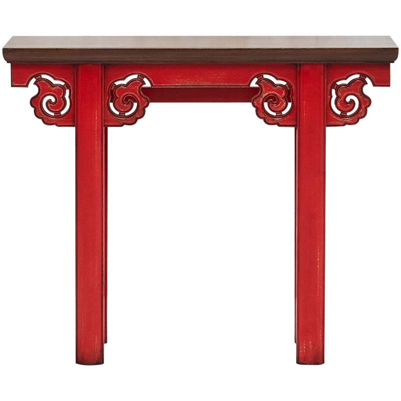 Деревянная консоль в китайском стиле красная Tang Console Table Красный Коричневый Деревянная консоль в китайском стиле красная Tang Console Table Красный Коричневый в Липецке | Loft Concept