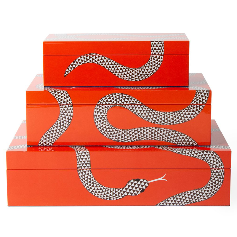 Комплект шкатулок EDEN LACQUER BOX BUNDLE Jonathan Adler Оранжевый Белый Черный Комплект шкатулок EDEN LACQUER BOX BUNDLE Jonathan Adler Оранжевый Белый Черный в Липецке | Loft Concept
