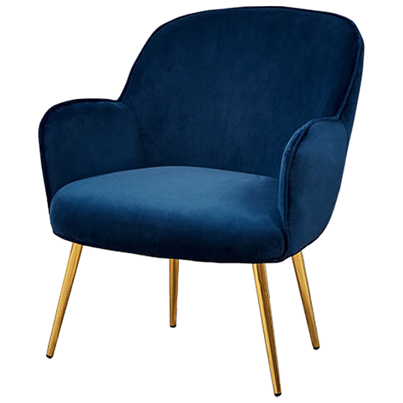 Кресло Waldeck Chair Blue Синий Глянцевое золото Кресло Waldeck Chair Blue Синий Глянцевое золото в Липецке | Loft Concept