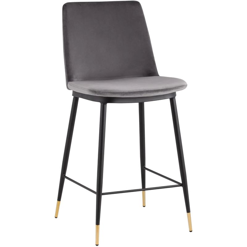 Полубарный Стул Melissa Chair Серый Велюр Серый Черный Полубарный Стул Melissa Chair Серый Велюр Серый Черный в Липецке | Loft Concept