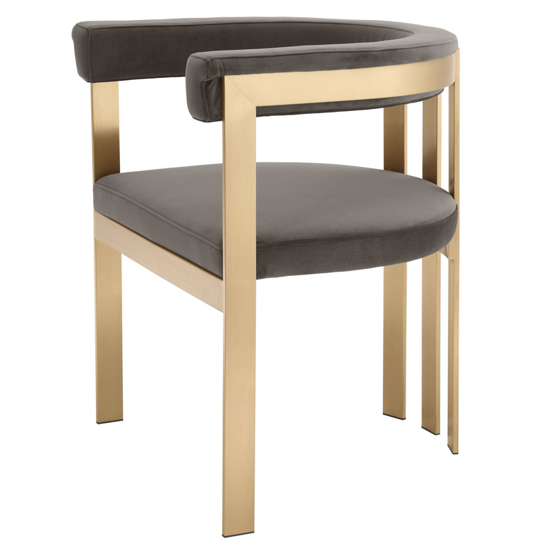 Стул Eichholtz Dining Chair Clubhouse grey Серый Латунь Стул Eichholtz Dining Chair Clubhouse grey Серый Латунь в Липецке | Loft Concept