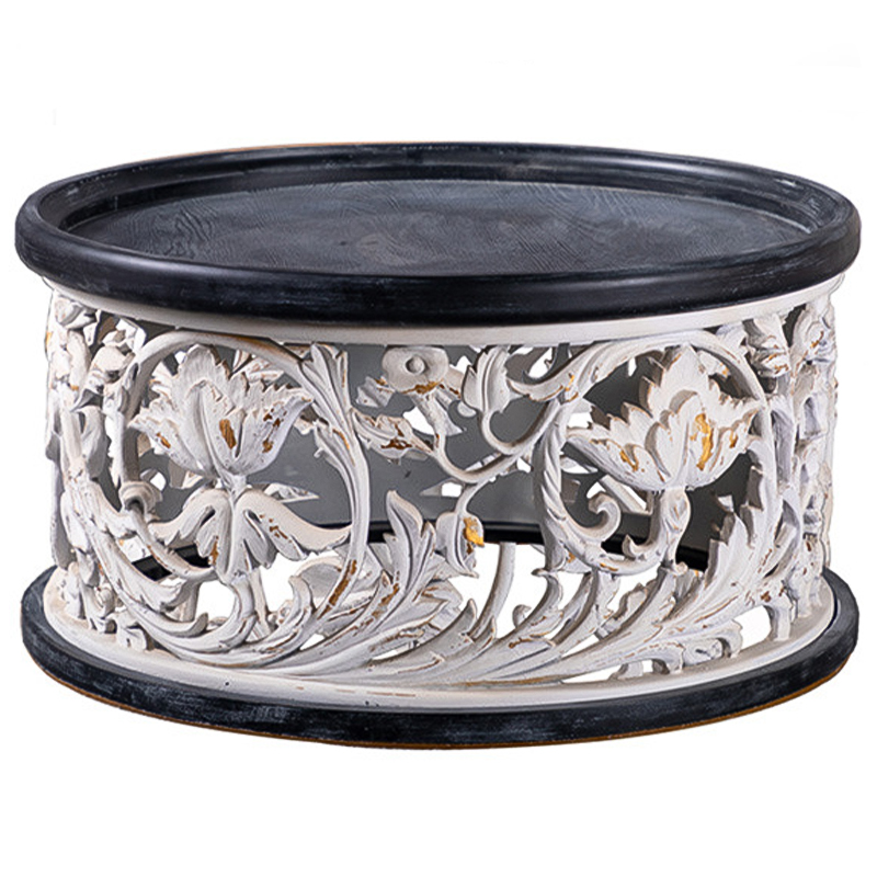 Кофейный стол Fleurette Provence Black White Coffee Table 80 Черный Белый Золотой Кофейный стол Fleurette Provence Black White Coffee Table 80 Черный Белый Золотой в Липецке | Loft Concept
