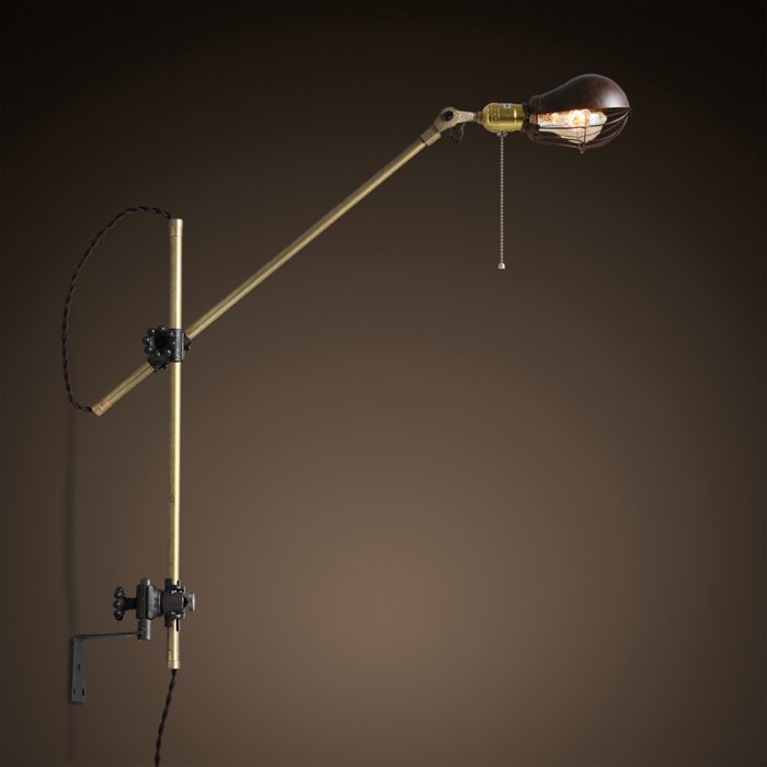 Настенный светильник Steampunk Extension Pole Bra 2 Черный Латунь в Липецке | Loft Concept 