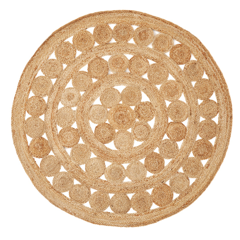 Ковер Wicker Circles Carpet 100% джут Бежевый Ковер Wicker Circles Carpet 100% джут Бежевый в Липецке | Loft Concept