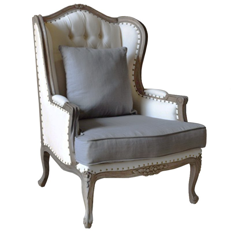 Кресло Villa Grandfather linen ivory ( слоновая кость ) Дерево Темно-Серый Кресло Villa Grandfather linen ivory ( слоновая кость ) Дерево Темно-Серый в Липецке | Loft Concept
