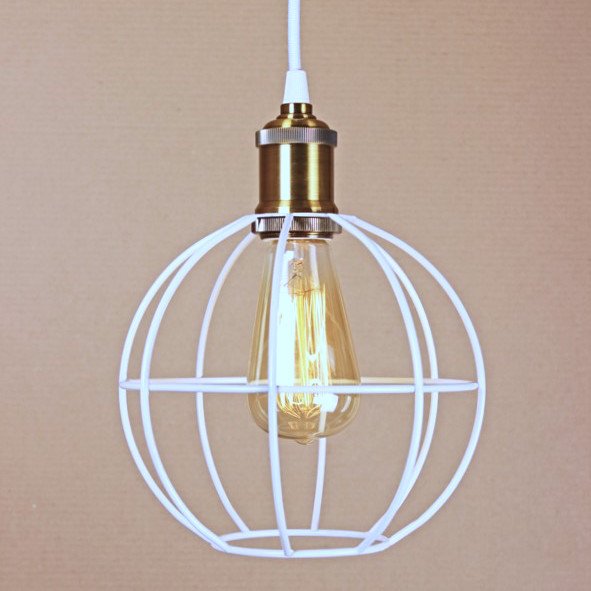 Подвесной светильник Wire Cage Pendant Ball White Белый Подвесной светильник Wire Cage Pendant Ball White Белый в Липецке | Loft Concept