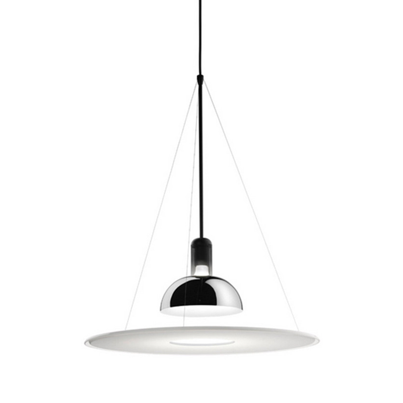 Подвесной светильник Flos Frisbi Lamp Сталь Белое матовое стекло Подвесной светильник Flos Frisbi Lamp Сталь Белое матовое стекло в Липецке | Loft Concept