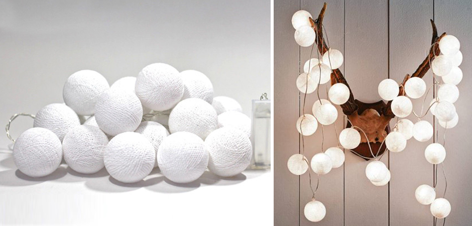 Гирлянда хлопковые фонарики Сotton Ball White - Loft-Concept в Липецке