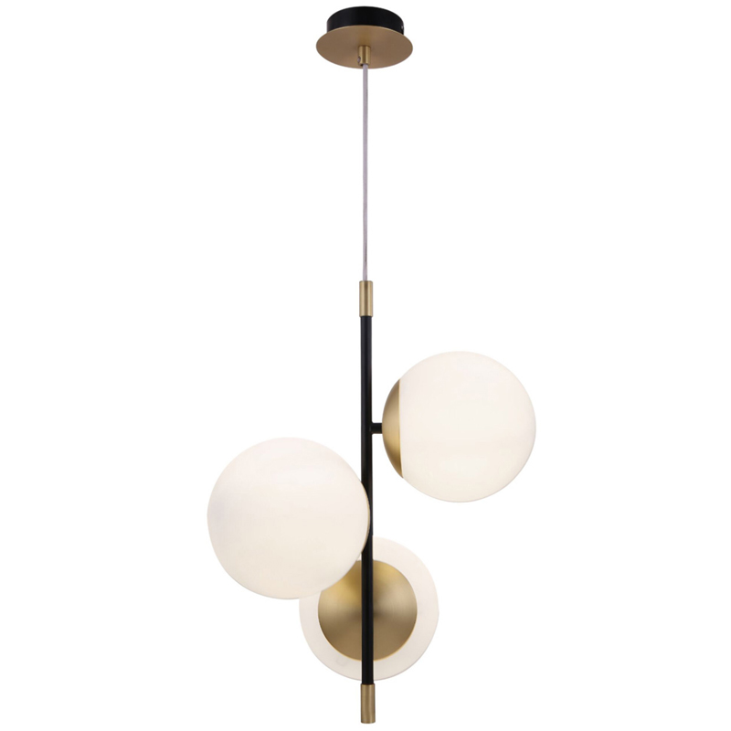 Светильник Spike Three Balls Hanging Lamp матовое золото Прозрачный белый Светильник Spike Three Balls Hanging Lamp матовое золото Прозрачный белый в Липецке | Loft Concept